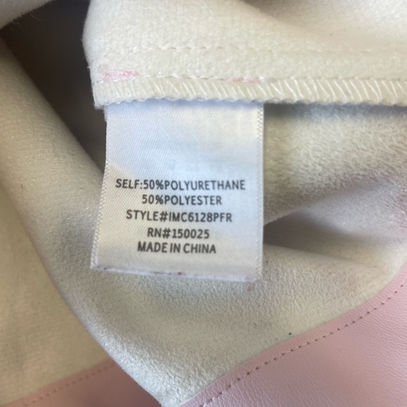 ALYA Elegant Faux Leather Light Pink Skort with Bow Detail - Picture 7 of 7